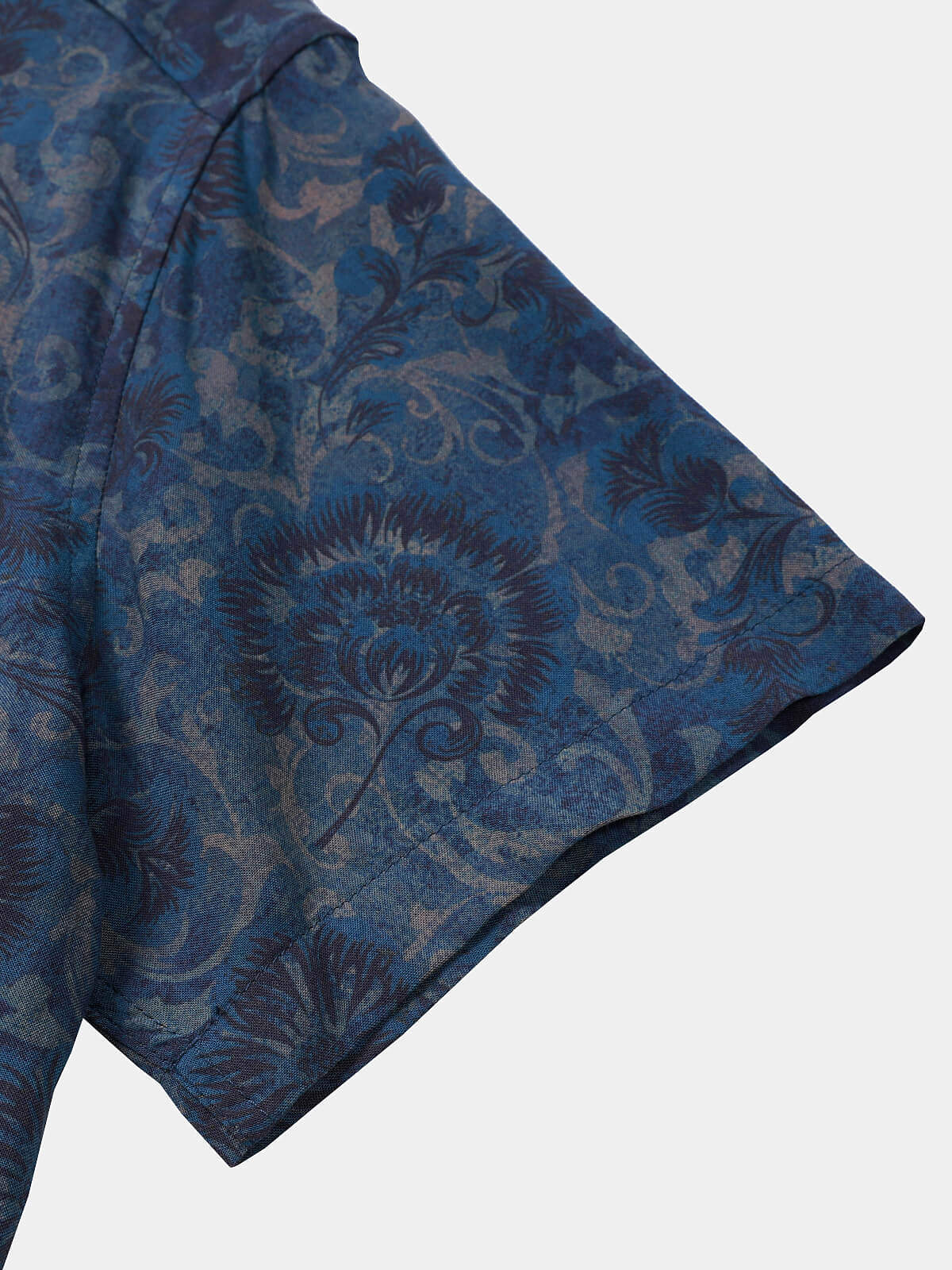 Chemise Homme Bleu Marine Florale Vintage Manches Courtes