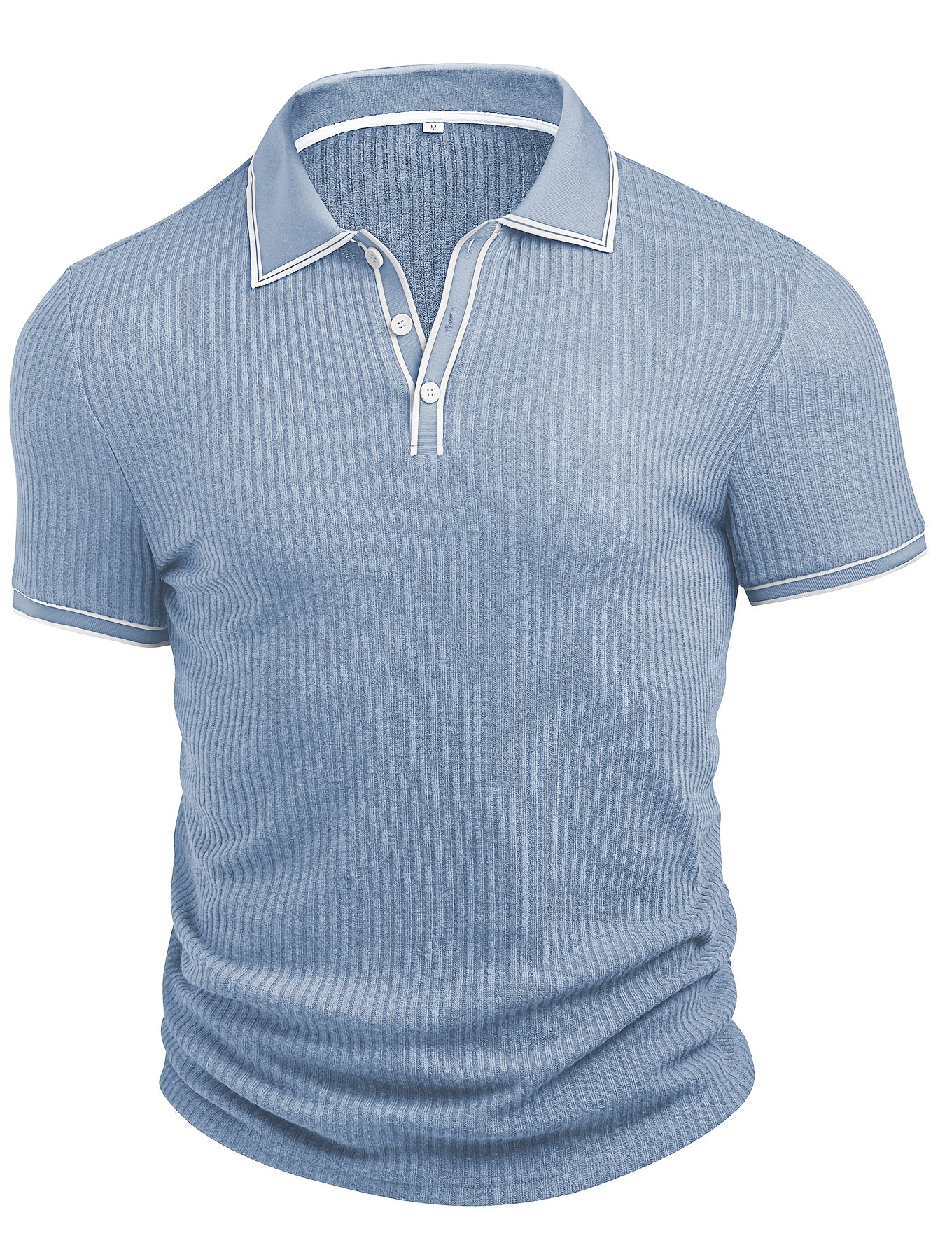 Western Men'S Top, Summer Casual Contrast Collar Button Short Sleeve Men'S Polo Shirt