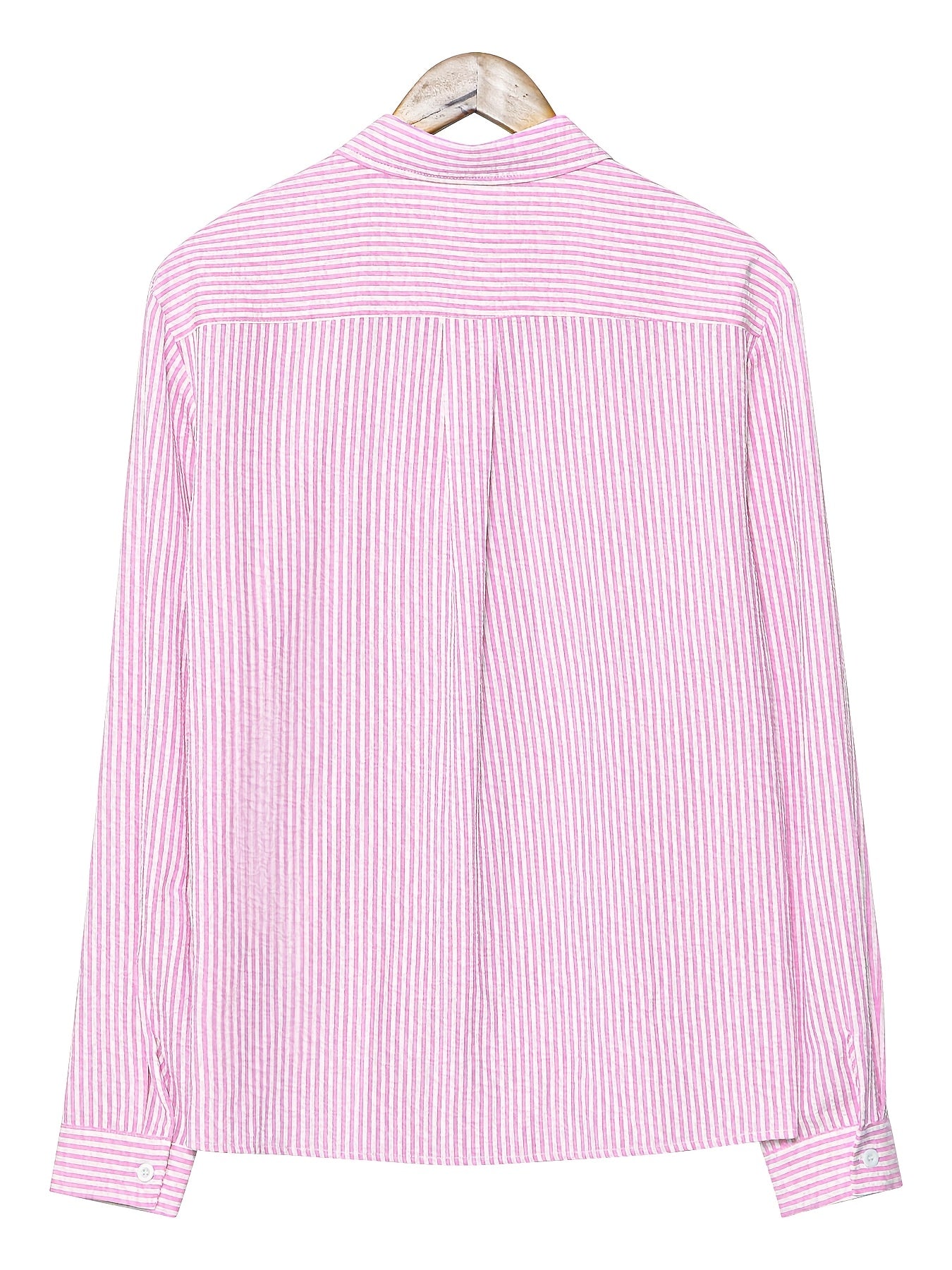 Spring/Summer Comfortable, Refreshing, and Breathable Textured Bubble Gauze Striped Long-Sleeve Lapel Shirt for Men and Women, Casual Light Business Style, Champagne Yellow Color Close to Earth Yellow or Beige