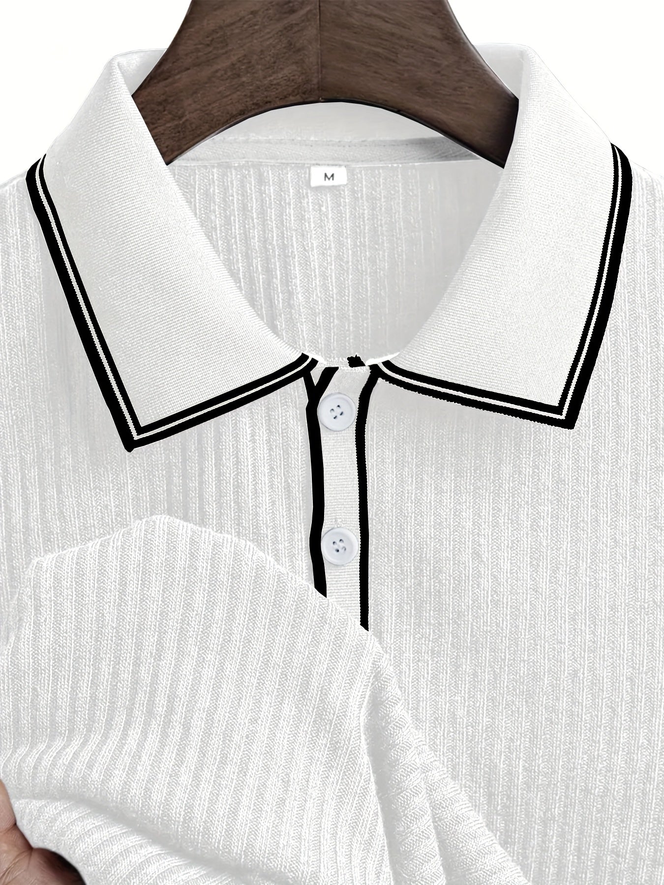 Western Men'S Top, Summer Casual Contrast Collar Button Short Sleeve Men'S Polo Shirt